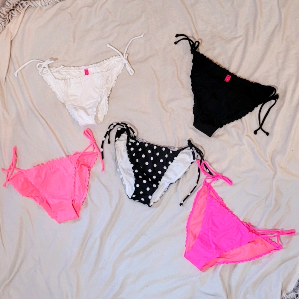 RARE 5 PAIRS NEW VS STRING RUCHED BIKINI BOTTOMS